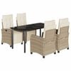 vidaXL Ensemble &agrave; manger de jardin avec coussins 5pcs Beige poly rotin