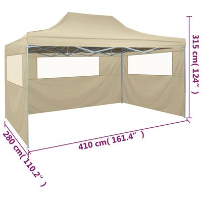 vidaXL Tente de réception pliable avec 3 parois 3x4 m Acier Crème