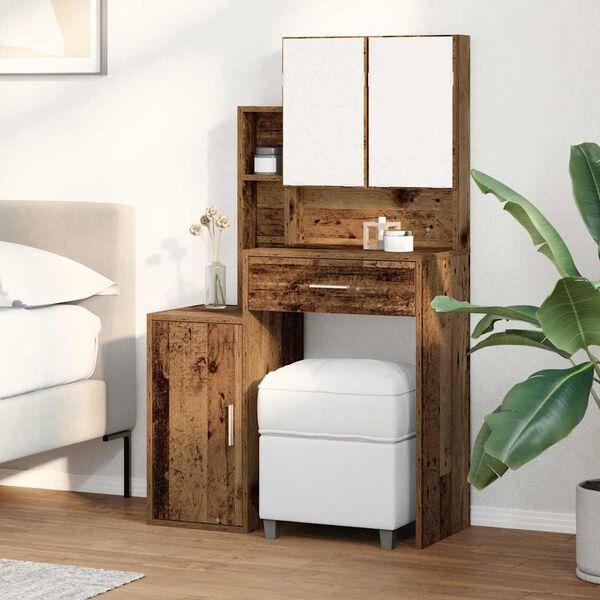 vidaXL Table de Toilette avec tiroir Bois ancien 80 x 35 x 132 cm