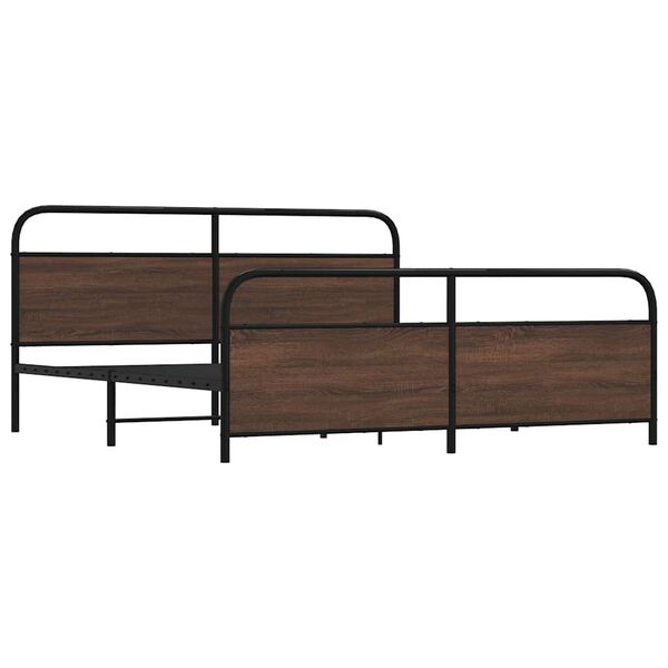 vidaXL Cadre de lit en métal sans matelas chêne marron 180x200 cm