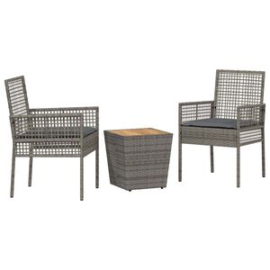 vidaXL Ensemble bistro de jardin 3 pc Gris polyrotin