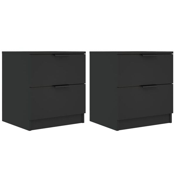 vidaXL Tables de chevet 2 pcs Noir Bois d'ing&eacute;nierie