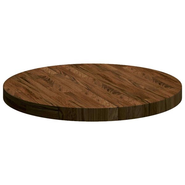 vidaXL Plateau de table Marron fonc&eacute; &Oslash; 60 x 4 cm Bois de ch&ecirc;ne massif