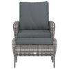 vidaXL Chaise de jardin avec tabouret gris r&eacute;sine tress&eacute;e