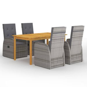 vidaXL Ensemble &agrave; manger de jardin 5 pcs Gris