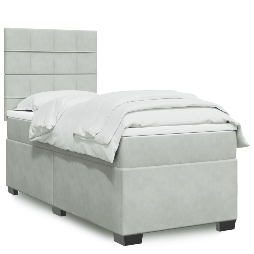 vidaXL Sommier à lattes de lit et matelas Gris clair 100x200cm Velours