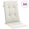 vidaXL Coussins de chaise &agrave; dossier haut lot de 4 cr&egrave;me m&eacute;lang&eacute; tissu