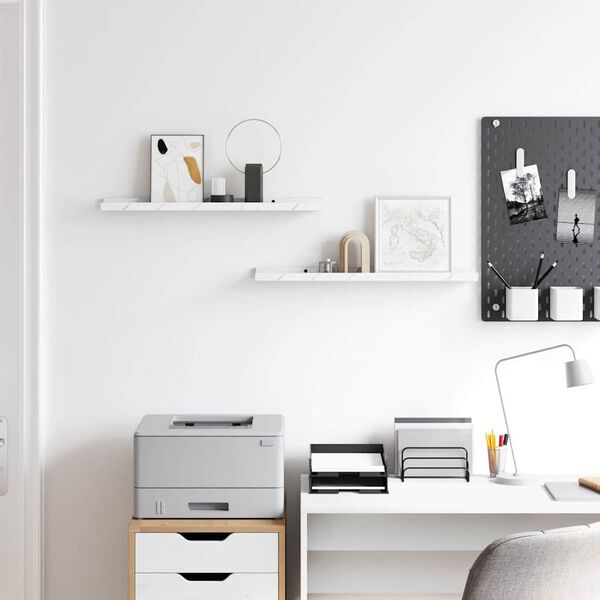 vidaXL &Eacute;tag&egrave;re Murale avec &eacute;tag&egrave;re 2 pcs Marbre blanc 60 x 9 x 3 cm