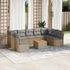 vidaXL Salon de jardin avec coussins 10 pcs beige r&eacute;sine tress&eacute;e