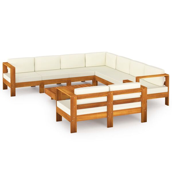 vidaXL Salon de jardin 9 pièces avec coussins 100 x 60 cm Bois d'acacia