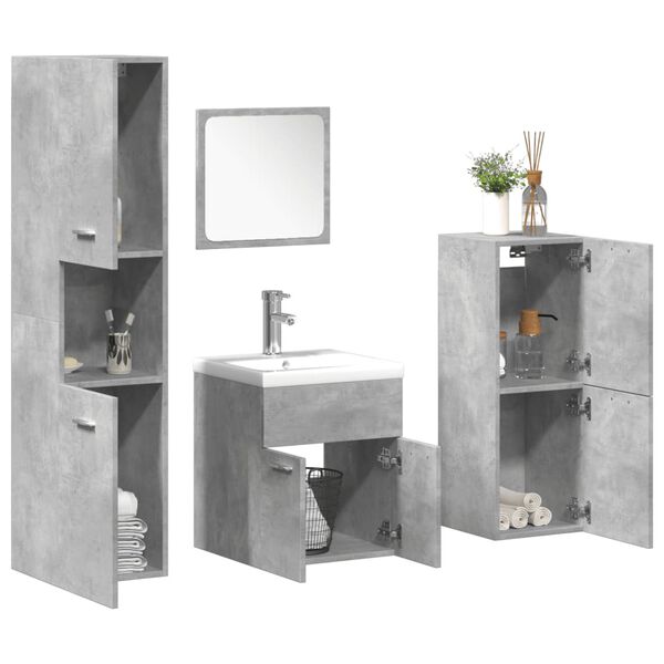 vidaXL Ensemble de meubles de salle de bain 5 pcs gris b&eacute;ton