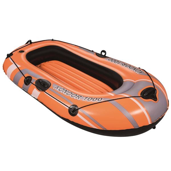 Bestway Bateau &agrave; ramer avec stockage Orange 155 x 93 cm Vinyle