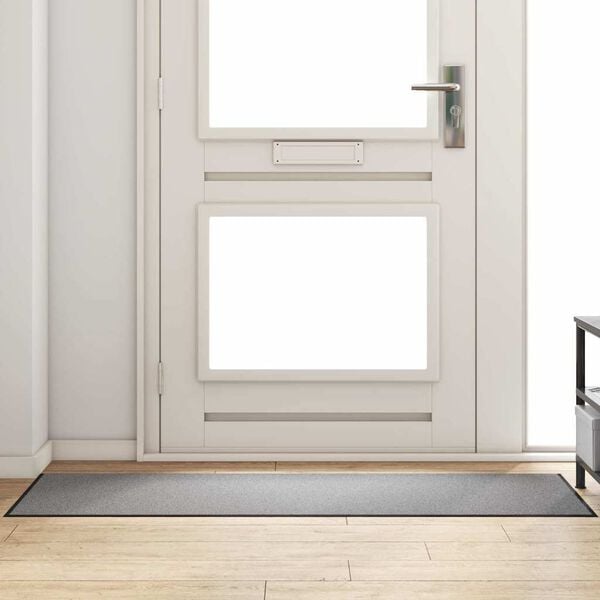 vidaXL Tapis d'entrée Gris et Noir 60 x 180 cm Polypropylène et vinyle