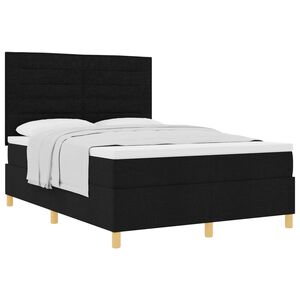vidaXL Lit &agrave; ressorts avec matelas Noir 160 x 200 cm tissu