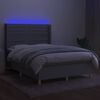 vidaXL Sommier &agrave; lattes de lit matelas LED Gris clair 140x190 cm Tissu