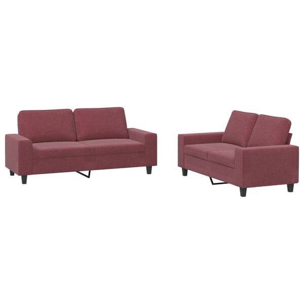 vidaXL Ensemble de canapés 2 pcs rouge bordeaux tissu