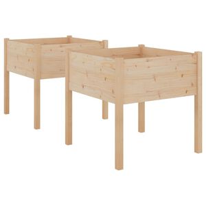 vidaXL Jardini&egrave;res d'ext&eacute;rieur 2 pcs 70x70x70 cm bois de pin massif