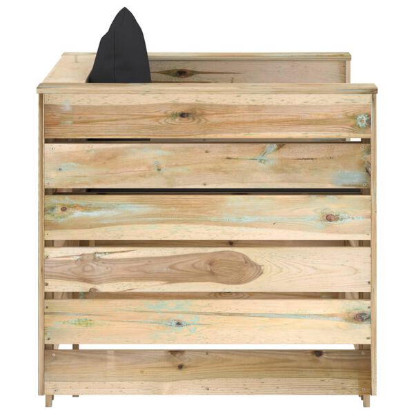 vidaXL Salon de jardin 2 pcs avec coussins Bois impr&eacute;gn&eacute; de vert