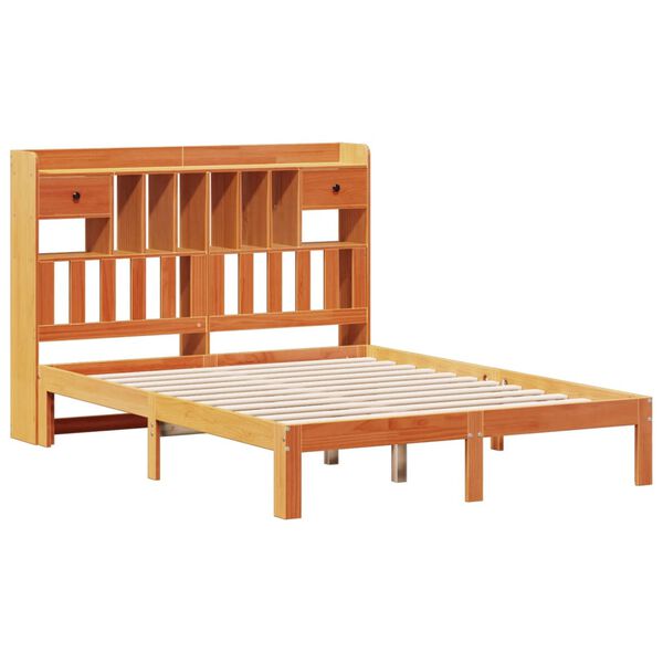 vidaXL Lit biblioth&egrave;que sans matelas cire marron 120x200 cm pin massif