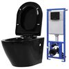 vidaXL Toilette suspendue au mur avec r&eacute;servoir cach&eacute; C&eacute;ramique Noir
