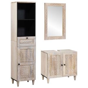 vidaXL Ensemble de mobilier de salle de bain 3 pi&egrave;ces Blanc