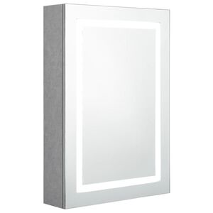 vidaXL Armoire de salle de bain &agrave; miroir LED gris b&eacute;ton 50x13x70 cm