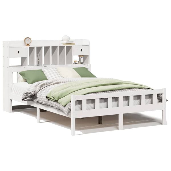 vidaXL Lit biblioth&egrave;que sans matelas blanc 160x200 cm bois pin massif