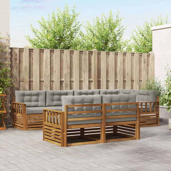 vidaXL Ensemble de canap&eacute;s d'ext&eacute;rieur 7 pcs Gris Naturel et Clair