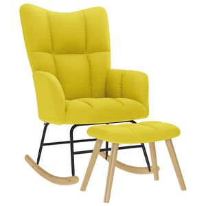 vidaXL Chaise &agrave; bascule avec repose-pied jaune clair tissu