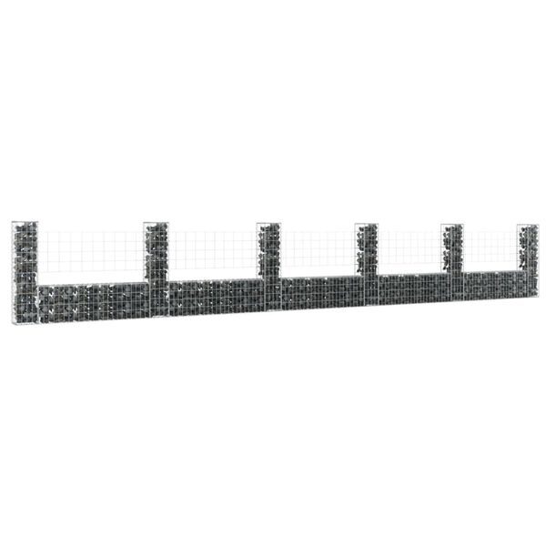 vidaXL Panier de gabion en forme de U avec 6 poteaux Fer 620x20x100 cm