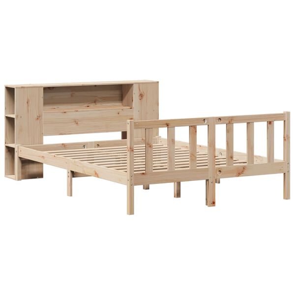 vidaXL Lit bibliothèque sans matelas 140x190 cm bois de pin massif