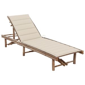 vidaXL Chaise longue de jardin avec coussin Bambou