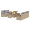 vidaXL Ensemble de canap&eacute; de jardin 10 pc Beige polyrotin