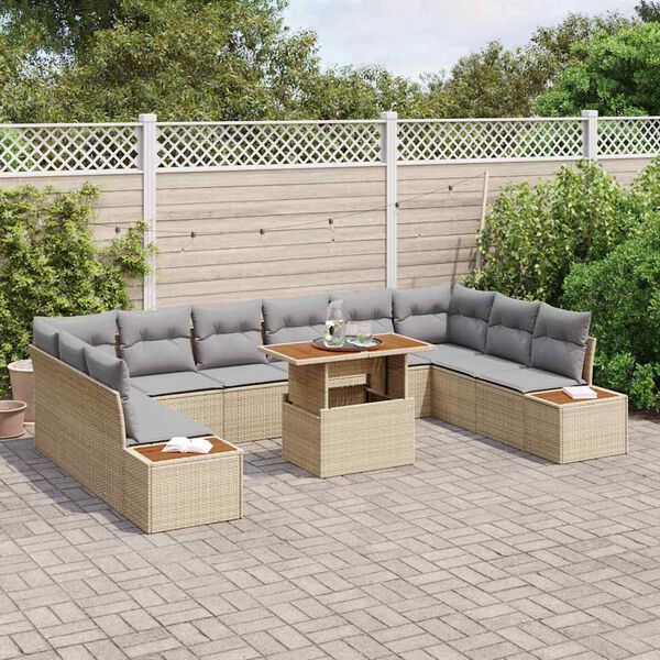 vidaXL Ensemble de salle &agrave; manger pour jardin 11 pcs Beige et gris
