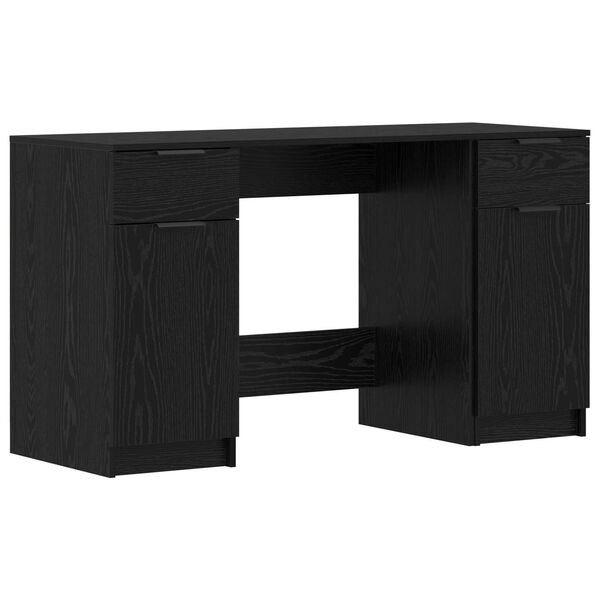 vidaXL Bureau avec porte Ch&ecirc;ne noir 133 x 50 x 75 cm Bois d'ing&eacute;nierie