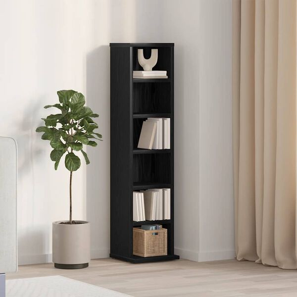 vidaXL Armoire à CD chêne noir 21x20x88 cm bois d'ingénierie