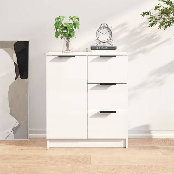 vidaXL Buffet Blanc brillant 60x30x70 cm Bois d'ing&eacute;nierie