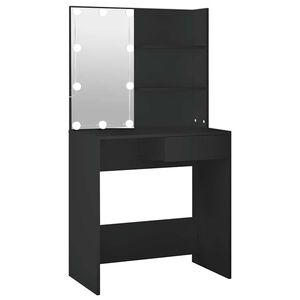 vidaXL Coiffeuse avec LED noir 74,5x40x141 cm