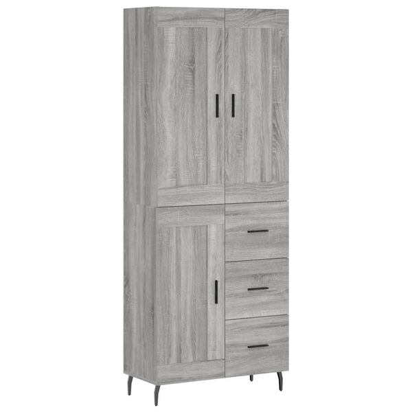 vidaXL Buffet haut Sonoma gris 69,5x34x180 cm Bois d'ing&eacute;nierie