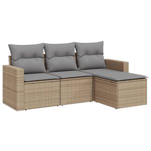vidaXL Salon de jardin avec coussins 4 pcs beige r&eacute;sine tress&eacute;e