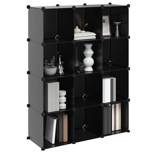 vidaXL Cubes de rangement 12 pcs Noir PP