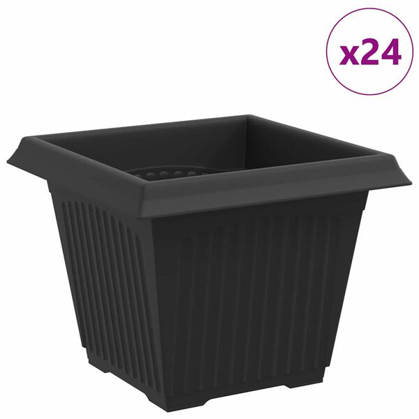 vidaXL Pot de Fleurs Carr&eacute; 24 pcs Noir 43 x 43 x 33.5 cm Plastique