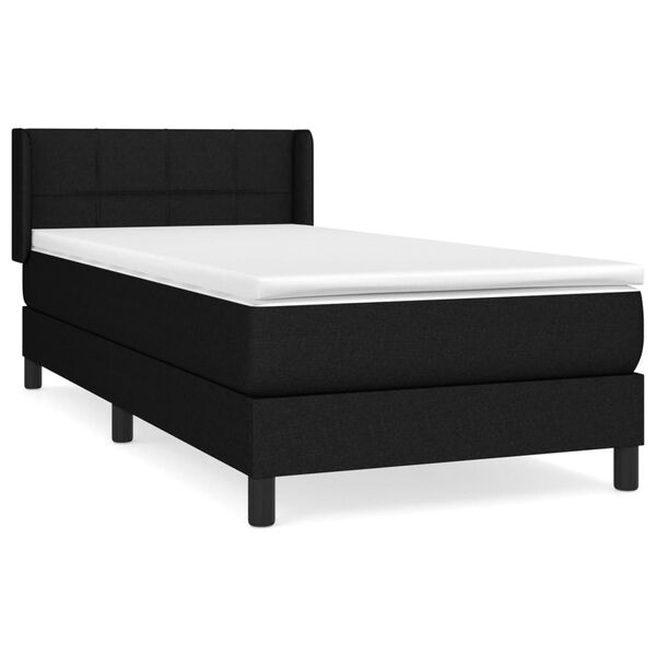 vidaXL Sommier &agrave; lattes de lit avec matelas Noir 100x200 cm Tissu