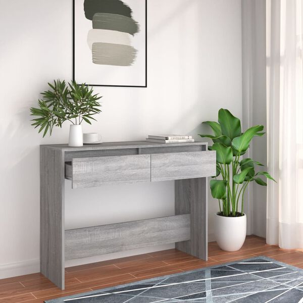 vidaXL Table console sonoma gris 100x35x76,5 cm bois d'ing&eacute;nierie