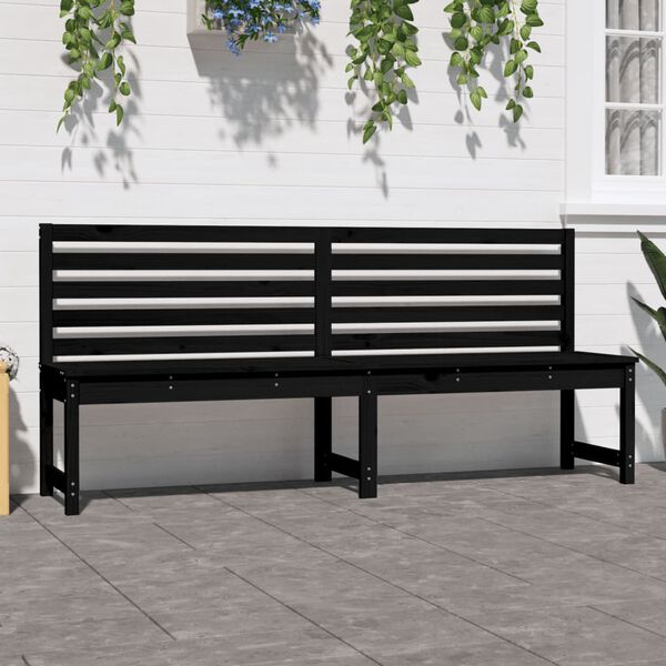vidaXL Banc de jardin noir 201,5 cm bois massif de pin