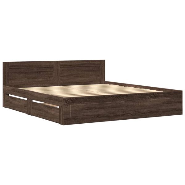 vidaXL Cadre de lit t&ecirc;te de lit sans matelas ch&ecirc;ne marron 200x200 cm