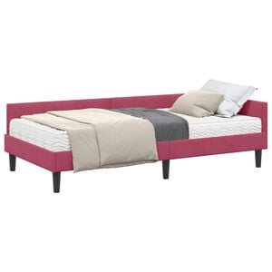 vidaXL Cadre de lit d'angle avec matelas 2 pc Bordeaux 90 x 190 cm