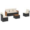 vidaXL Salon de jardin 6 pcs avec coussins noir r&eacute;sine tress&eacute;e
