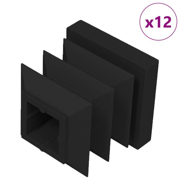 vidaXL Capuchons d'extr&eacute;mit&eacute; 12 pcs Noir 15 x 15 x 15 mm PP