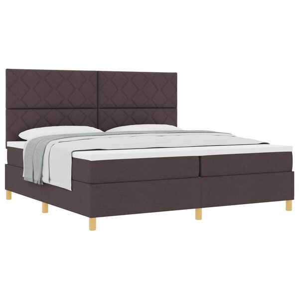 vidaXL Lit &agrave; ressorts avec matelas Marron fonc&eacute; 200 x 200 cm tissu